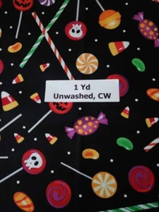Skull Suckers Halloween Candy Cotton Quilting Craft Fabric, 1 yard - Picture 1 of 3
