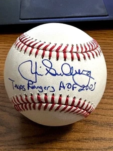 JIM SUNDBERG 7 SIGNED AUTOGRAPHED OML BASEBALL! Cubs, Rangers! STAT BALL - Picture 1 of 3