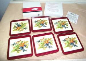 Pimpernel Coasters Cluster Of Grapes Cork Backed Set of 6 Made In England NEW - Picture 1 of 5