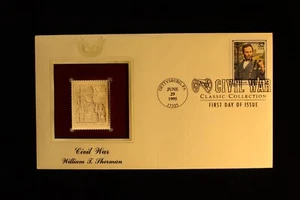 DR JIM STAMPS US FDC 32c William Sherman Civil War Gold Replica Commemorative - Picture 1 of 2