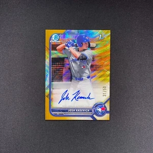 Bowman Draft Josh Kasevich 2022 primer cromo automático/50 refractor dorado brillante - Imagen 1 de 8