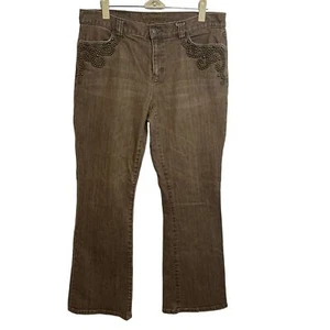 Brown studded Ralph Lauren jeans, sz. 10 petite, western studs design - Picture 1 of 15