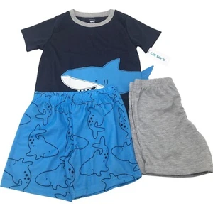 Brand New Carter's Little Boys 3 Piece Loose Fit Pajamas Set SHARK SIZE 2T - Picture 1 of 5