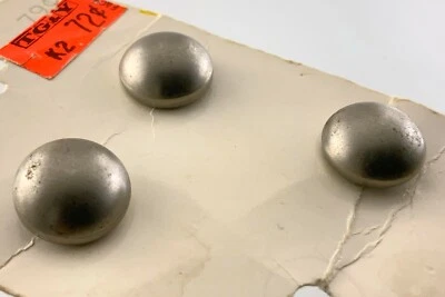 New Old Stock Vintage Set of 3 Silver Buttons .75in Ball Pattern 417D - Image 1 of 4