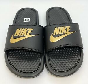 Nike Mens Benassi JDI Slides - *Black / Metallic Gold* - *Size 5* - [343880-016]