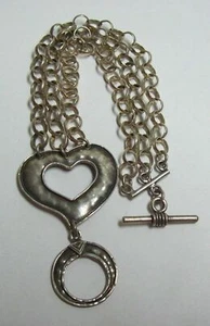 Rare SILPADA STERLING SILVER ROLO LINK HEART TOGGLE CLASP BRACELET B1510 $130 - Picture 1 of 12