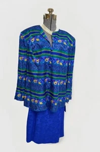 NEW Adrianna Papell Size 22 Two Piece Set 100% SILK Jacket Skirt Elastic Waist - Picture 1 of 24