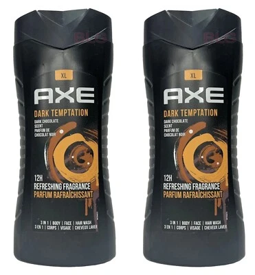2Axe DARK TEMPTATION Body Face Hair Wash Gel 12H Fragrance Dark Chocolate 13.5oz - Image 1 of 2