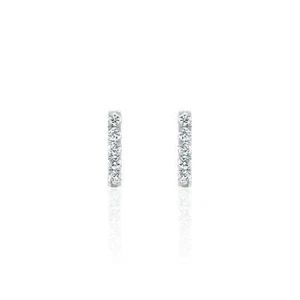 Diamond Bar Stud Earrings In 14k White Gold Si2 Fine Jewelry For Women Rare Gift - Picture 1 of 8