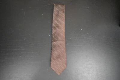 Kenneth Cole New York Neck Tie Brown White Design Pattern Silk Mens 3"x59" - Image 1 of 4