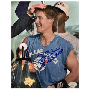 Pat Borders Signed 92 WS MVP Inscription Toronto Pose 2 Baseball 8x10 Photo (JSA - Picture 1 of 1