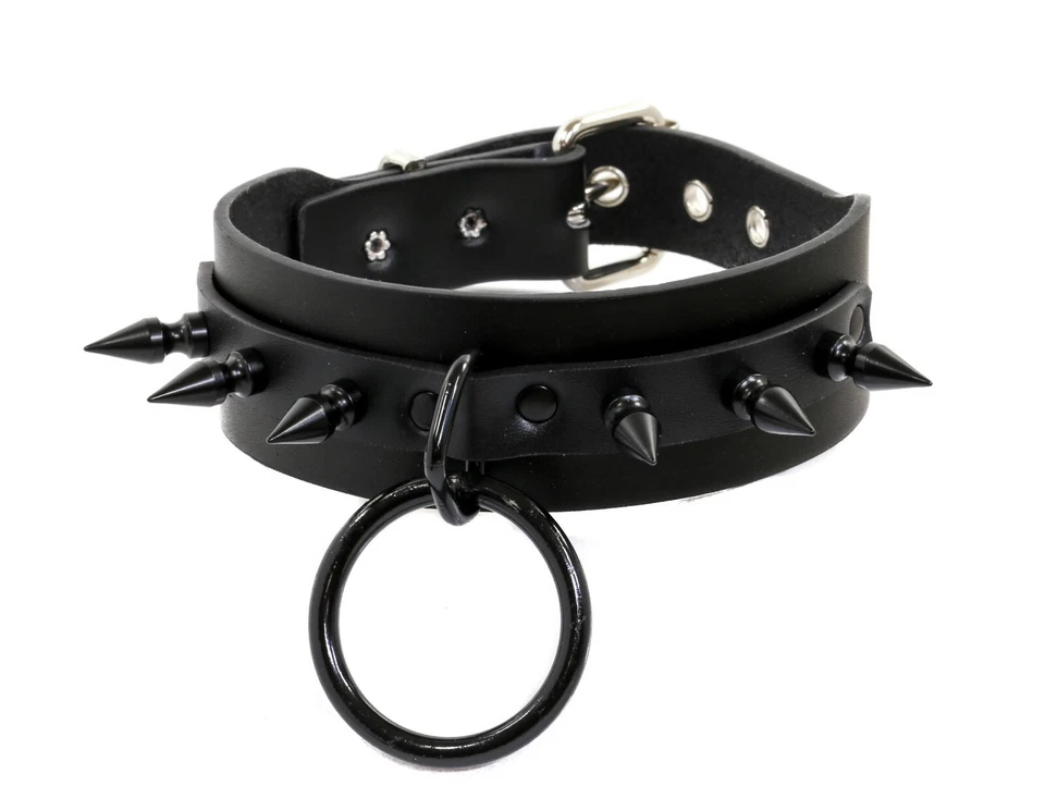 Punk Moda NEGRO Spike Bondage Hecho a Mano NEGRO Gargantilla Collar Hebilla Foto 1 de 3