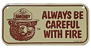 Smokey Bear Metal Mini License Plate Beige/Brown Great condition! Never used! - Picture 1 of 7