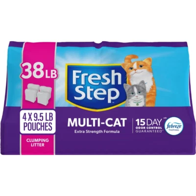 PURSUEQUALITY SHOP Fresh Step Multi-Cat Scented Litter withthe Power of Febreze Clumping Cat Litter