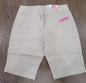 I-ZOD Girls' School Uniform Skinny Bermuda Twill Short Khaki Size 1 - Picture 1 of 8
