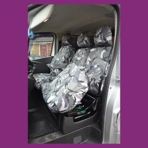Waterproof Tailored Front W/Storage Grey Camo Seat Covers For Nissan NV300 2016+ - Picture 1 of 3
