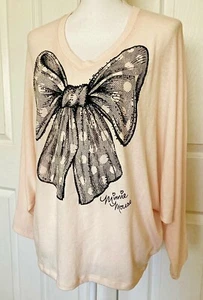 DISNEY PARKS AUTHENTIC ORIGINAL Women's L Top Minnie Mouse Bow Dolman Sleeves  - Picture 1 of 11