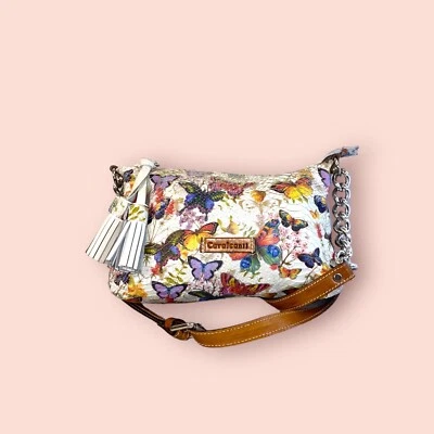 Bandolera/bolso de hombro CAVALCANTI Italia estampado de serpiente cuero de lujo mariposa Foto 1 de 4