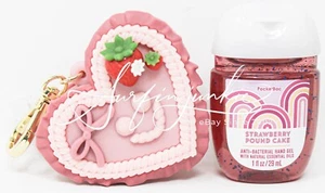 Bath & Body Works Pocketbac Hand Sanitizer Gel Holder Pink Heart Strawberry Cake - Picture 1 of 4