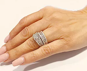 14k White Gold Round Moissanite Diamond Engagement Ring Band Bridal Halo 4.00 - Picture 1 of 12