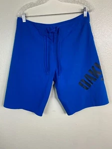 Oakley Mens Blue Board Shorts Size 32 Big Logo Drawstring Beach vacation 11" - Picture 1 of 15