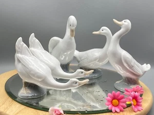 Vintage Porcelain Lladro Five Geese Figurines Ornaments - Picture 1 of 12