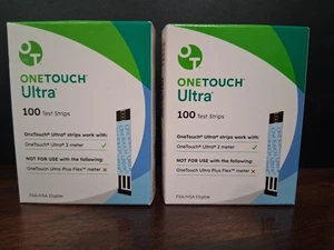 200 OneTouch Ultra blood glucose test strips - 2 100 ct mint boxes Exp 11/25 - Picture 1 of 6