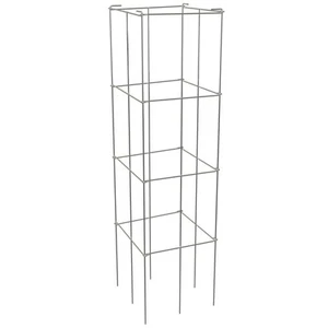 Tomato Cages Plant Support Cage Square Steel 3/5/6/10 Packs Silver/Green - Picture 1 of 75