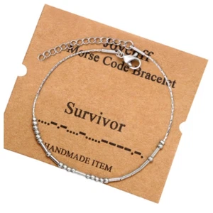 Morsecode "Survivor" verstellbares Armband Edelstahl - Bild 1 von 3