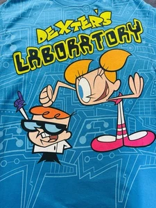 Dexter's Laboratory Shirt Mens M Blue Dee Dee Cartoon Network AOP Y2K 2000s Vtg - Picture 1 of 9