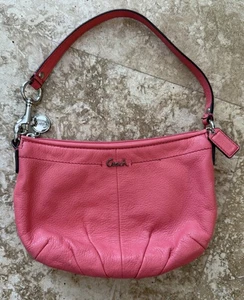 Coach rosa Leder plissiert kleine Schultertasche Handgelenktasche Handtasche Vintage - Bild 1 von 12