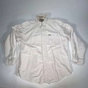 Vtg WOOLRICH Sportsman Chamois USA Heavy Shirt White Button Down Size L - Picture 1 of 9