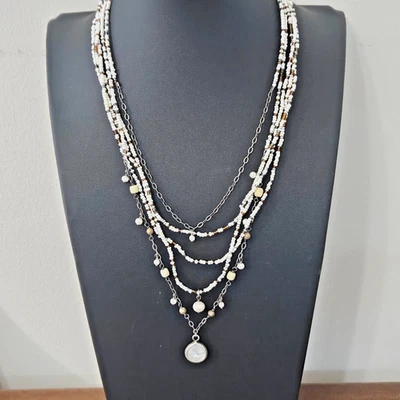 Silpada Sterling Silver Pearl Stone Beaded Necklace Multi-layer 21" - Image 1 of 4