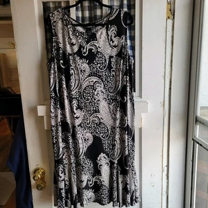 Lane Bryant Women's Black White Sleeveless Paisley Shift Dress Plus Size 22/24W - Picture 1 of 6