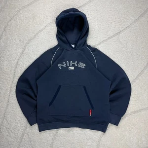 Vintage Nike Athletic 2000's Y2K Gorpcore Navy Pullover Size Boys Large Hoodie - Picture 1 of 6