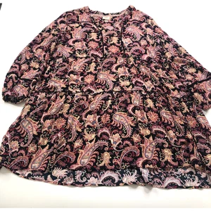 Knox Rose XL 100% Rayon Flowy Women's Knee Dress All Over Print Paisley Black - Picture 1 of 17