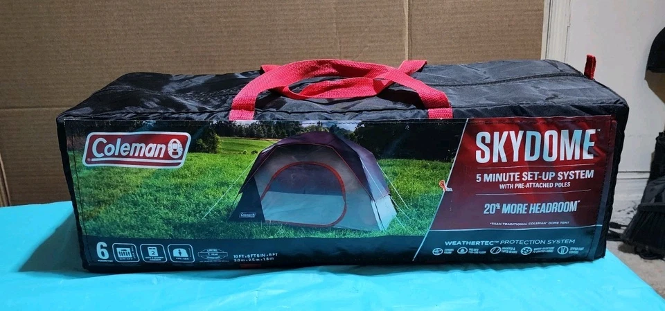 Coleman Skydome 6 Person WeatherTec Outdoor Camping Hiking Dome Tent Blackberry