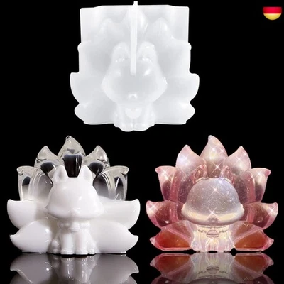 Voyyphixa Silikonformen Epoxidharz Fuchs 3D Tiere Resin Silikonform Nine Tail - Bild 1 von 4