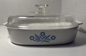 Corning Ware Blue Corn Flower 10x10x2 Casserole Dish With Pyrex Lid A-12-C - Picture 1 of 13