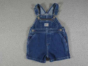 Polo Jeans Co Ralph Lauren Overalls Infant 6-12M Blue Denim Bib Shortalls Patch - Picture 1 of 12