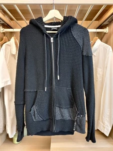DIESEL LARGE BLACK HOODIE CARDIGAN FULL ZIP UP KNITTED CASUAL SWEATER MENS - Picture 1 of 4