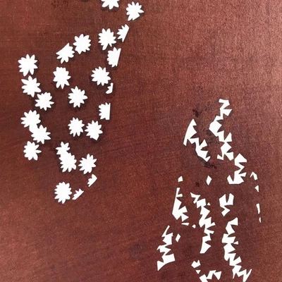 Plantilla Kimono Katagami Japonesa Antigua Katazoma Diseño Flor Meiji 4Y430 Foto 1 de 4