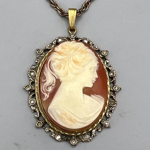 "Collar camafeo vintage tono dorado firmado "Art" Arthur Pepper cadena de 25""" - Imagen 1 de 16