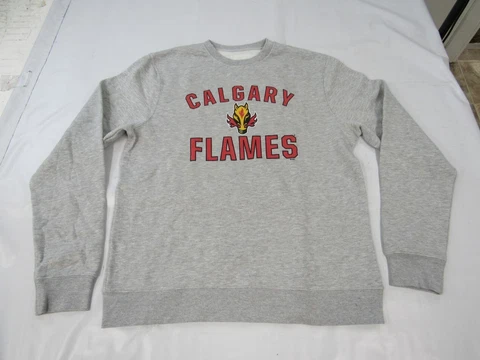 New Calgary Flames Mens Size L Large Gray Sweatshirt Cover