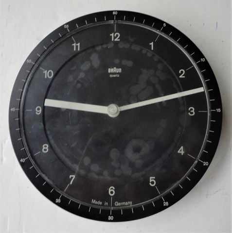 Vtg Modern Lubs Design Braun Black Type 4839 Quartz Wall Clock Germany Cover