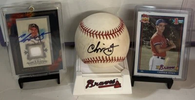 Chipper Jones Signed Lot ONL BASEBALL JSA ALLEN GINTER AUTO RELIC CARD 1991 RC - Image 1 of 4