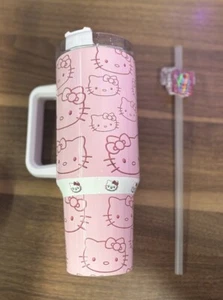 Pink Hello kittyHot Or Cold Tumbler 40oz with lid and Personalized Straw - Picture 1 of 9
