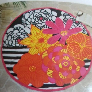 Toalla de Playa Redonda 59" Diseño Geométrico Floral Nueva Rosa Naranja Negro Colores Audaces - Imagen 1 de 8