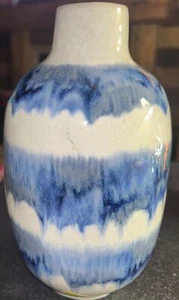 Tie Dye Blue And White Vase Made In Thailand - Picture 1 of 6