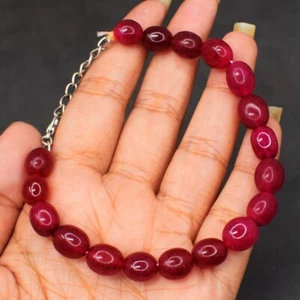Pulsera más brillante con cuentas de rubí rojo mejorado 91 quilates forma ovalada AK 05 E490 - Imagen 1 de 3
